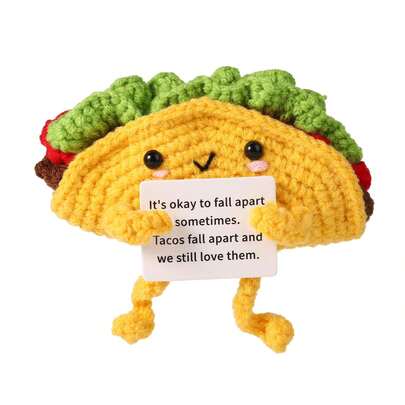 Positive Support Taco, Inspirational Crochet Taco Encouragement Knitted Potato Wool Doll Motivational Handmade Toy For Cheer Up Gift Party Decoration, Christmas Stocking Stuffing Gifts