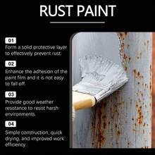 Gray Anti-Rust Paint, Home Use Waterproof, Weather-Resistant, Durable Metal Paint For Renovation - Black - View 8