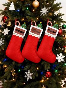Personalized Red Christmas Stockings, Custom Name Christmas Stocking Decoration, Holiday Decor, Christmas Tree Decor, Customizable, Room Decor, Christmas, Christmas Gifts, Merry Christmas, Festive Stockings For Stairs Fireplace, Men, Women, Friends, Mam, Dad - Style B - View 4