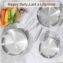 三层不锈钢炒锅/煎锅，适用于所有炉灶、烤箱、不粘烹饪表面、厨房用具 - 彩色 - 查看 2