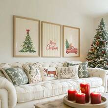 1/3pcs Merry Christmas Wall Art Picture Cute Holiday Prints Canvas Paintings Rustic Farmhouse Christmas Posters Winter Holiday Decor For Bedroom,Living Room Or College Apartment Dorm Room Decor Gift For Her Unframed - Multicolor - View 1