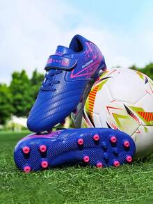 1 双儿童透气皮革长钉足球鞋，防草坪足球鞋，适合日常训练和专业足球，男女通用