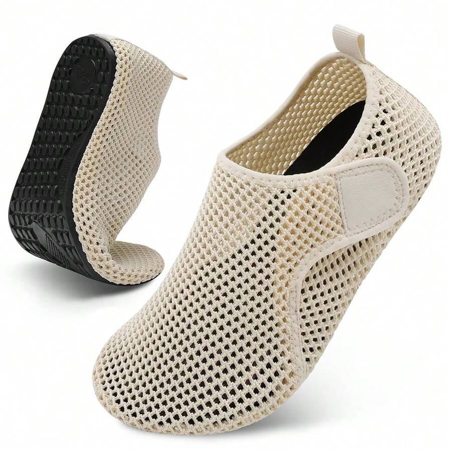 Scurtain Barefoot Water Shoes For Women Men Beach Swim Aqua Socks Summer Quick-Dry Sandals Slippers - 網狀米色 - 查看 1