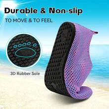 Scurtain Barefoot Water Shoes For Women Men Beach Swim Aqua Socks Summer Quick-Dry Sandals Slippers - Lưới tím - Xem 4