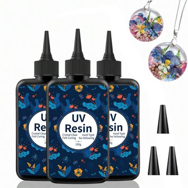 200g Kit de résine UV avec 6 ampoules - Taille plus grande et type renforcé de résine cristal clair pour la fabrication de bijoux artisanaux