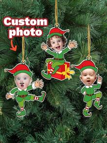 1pc Customized Personalized Baby Festive Cheer On A Sled Personalized Acrylic Christmas Ornament,Custom Christmas Ornaments With Baby Photos And Names,2025 Keepsake For Newborn,Baby First Christmas 2025,Personalized Gifts,Customized Christmas Gifts,Christmas,Custom Christmas Ornaments