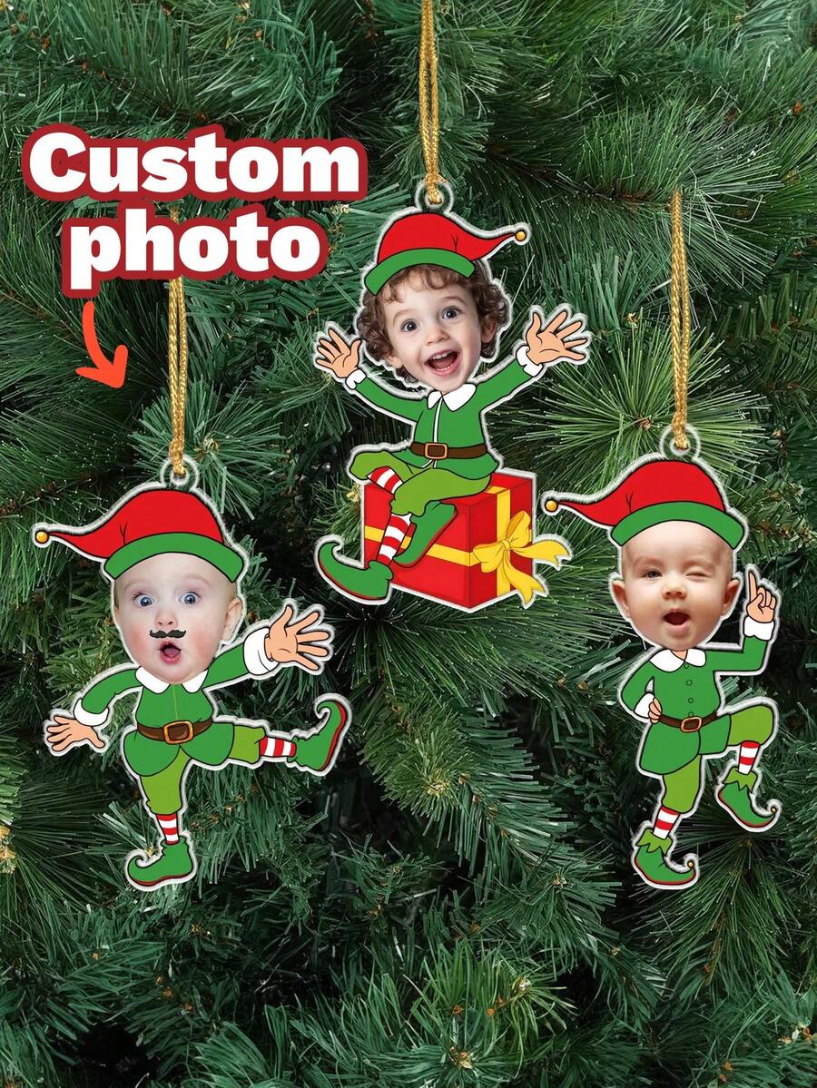 1pc Customized Personalized Baby Festive Cheer On A Sled Personalized Acrylic Christmas Ornament,Custom Christmas Ornaments With Baby Photos And Names,2025 Keepsake For Newborn,Baby First Christmas 2025,Personalized Gifts,Customized Christmas Gifts,Christmas,Custom Christmas Ornaments