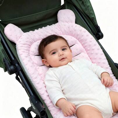 1pc Baby Stroller/Car Seat Cushion, Plush Thickened Warm Pad, Soft & Breathable Infant Pram Liner, Reversible 4-Season Stroller/High Chair Seat Pad