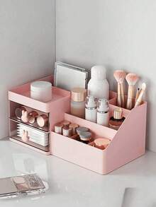 1 pieza Organizador de escritorio mini con 2 cajones, portaulápices y bolígrafos multifuncional para escritorio, caja de almacenamiento simple y creativa para artículos de oficina y escolares, organizador de varios compartimentos, organizador de maquillaje, útiles escolares, regalo navideño