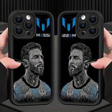 Great Football Player M-MESSI Phone Case Compatible With  17 16e 16 15 14 13 12 11 Mini Pro Max Air X XR XSMAX 8 7 Plus Shockproof Soft TPU Back Cover, Daily Use Case, Durable Material,  User, Fan Gift  17 Case Cover For  17 Pro Max - 混合顏色 - 查看 1
