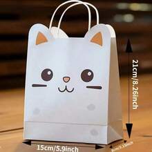 12/16/24/32/48/72 件设计师可爱猫咪礼品袋，3D 猫耳设计手提袋，生日派对袋，婚礼礼品袋，派对回礼袋 - 彩色 - 查看 4