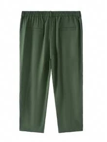 Pantalones casuales y versátiles para mujer de talla grande - Verde militar - Ver 2