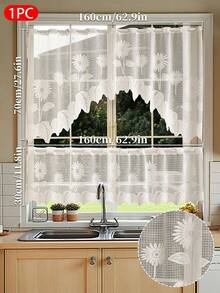 1 Stücke weiße 2 Stücke leichte transparente Spitzenvorhänge mit Blumen- und Schmetterlingsmuster - halbtransparenter Vorhang, Gardinenaufhängung, geeignet für Schlafzimmer, Wohnzimmer, Küche, Bad und Kleiderschrank Dekoration, Wohnzimmervorhang | Raumdekoration - Verschiedenfarbig - Übersicht 8