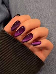 24 sztuki błyszczących naklejek na paznokcie w kształcie migdałów w stylu Y2K, krwistoczerwone kryształki w kształcie kociego oka z akrylu, wzór w kształcie migdała, idealne dopasowanie, zielone, fioletowe, czerwone, niebieskie, różowe paznokcie w kształcie kociego oka, sprawią, że Twoje opuszki palców będą pięknie błyszczeć, odpowiednie do codziennego użytku w pracy i na imprezy. Akcesoria do paznokci. - Fioletowy - Zobacz 7