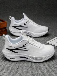 L.S.W.P Men's Road Running Shoes - Rubber Sole Cushioned Running Shoes - Suitable For Fitness, Jogging, Casual Wear - Lace-Up Design, Dual-Use For Daily And Sports - Lightweight Shock-Absorbing Shoes, Outdoor Activities, Fashionable Style, Wear-Resistant And Non-Slip, High-Efficiency Training Shoes