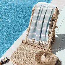 Peshtemal Turkish Towel 100% Cotton  Beach Towels Oversized 36x71 Set Of 6, Beach Towels For Adults, Soft Durable Absorbent Extra Large Bath Sheet Hammam Towel - Aqua Blue - 水藍色 - 查看 7