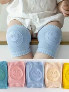 Joelheira Para Bebê Antiderrapante Confortável Par Infantil Engatinhar Proteção Criança Joelheira Bebe Engatinhar Infantil Proteção Para Joelhos Crianças Meias - Rosa Bebê - Visão 4