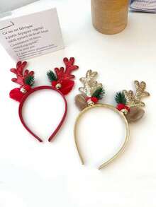 1 Stück - Weihnachts-Haarreife, Weihnachts-Geweih-Haarschmuck für Frauen, Feiertags-Dekorations-Geschenke, große Schleifenhaarreife, Haarschmuck, Weihnachts-Dekorations-Geschenke
