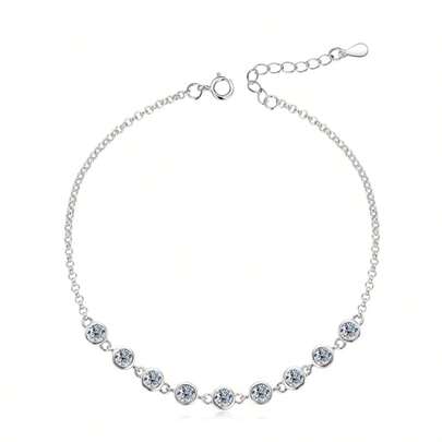 1 chiếc vòng tay bạc Sterling S925 cao cấp đính đá Cubic Zirconia 5A, phong cách sang trọng cổ điển, thanh lịch, Zirconia lấp lánh, thích hợp làm quà tặng tinh tế cho phụ nữ và trẻ em gái, đeo khi dự tiệc, hàng ngày, du lịch, ngày lễ tình nhân, ngày của mẹ, kỷ niệm, kèm hộp quà tinh tế