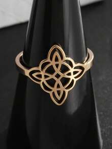 SeuSuk 1pc Stainless Steel Witch Knot Adjustable Ring, Fashion Amulet Jewelry For Women, Casual Party Jewelry Gift - The New - View 5
