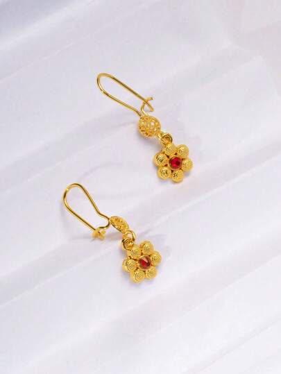 2 件时尚女士精致个性化花形耳环，24K 镀金，DIY 花朵设计，适合闺蜜、朋友、女朋友、妻子、节日、生日的礼物，适合女士和女孩日常和节日佩戴