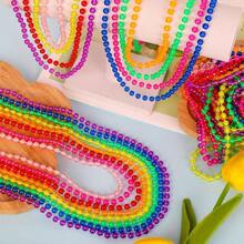 abalorio Mardi Gras que brillan en la oscuridad, 50 collares metlicos de abalorio de nen con luz y colores, collar de 33 pulgadas para disfraces de fiestas, festivales, desfiles, accesorios de boda - 12 - Ver 6