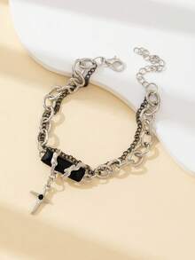 Starry Wrapped Rhinestone Titanium Steel Men Bracelet, New Design, Fashionable Accessory