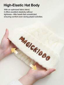 1 件儿童帽子 - 秋冬可爱幼儿针织帽 - 加厚保暖羊毛帽，适合男孩和女孩