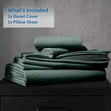 Soft Prewashed California King Duvet Cover Set, 3 Piece, Zipper Closure, 104x98 Inches Duvet Cover And 2 Pillow Shams - No Comforter,  In 2025 - 森林綠(無被子) - 查看 9