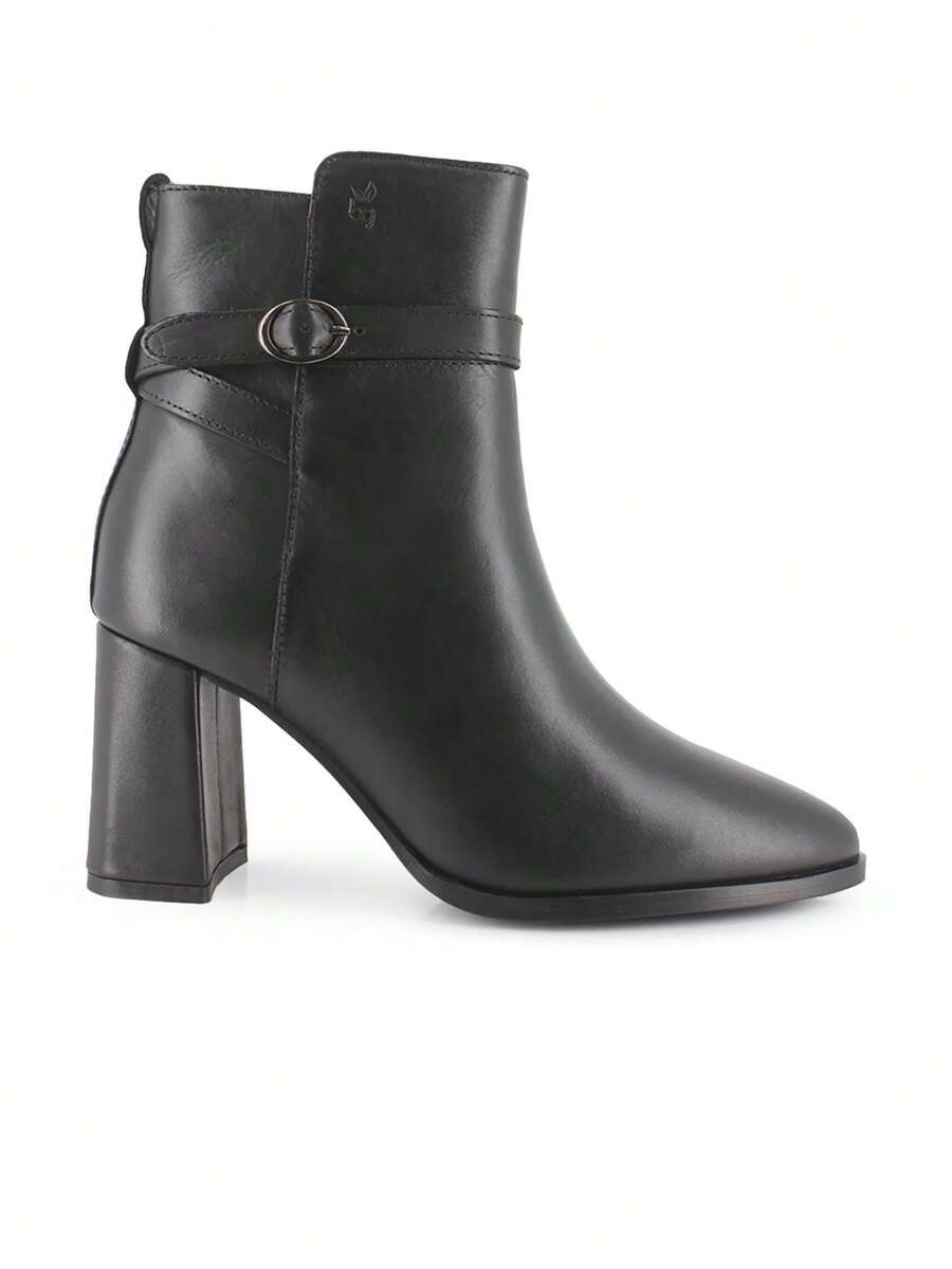 Blogger Botines de tacón alto de mujer en piel color negro y decoración con hebilla modelo CAYENA ✅ Entrega 24/72h a España (península) - Negro - Ver 1