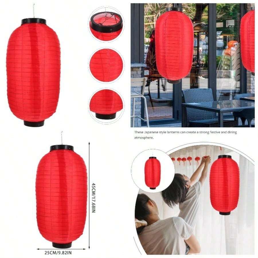 2 Faroles Linterna Japonesa Pantalla De Lmpara Decorativos Japoneses Adornos Colgantes Plegables Tela De Seda Rojo para Decoracin Navidea De Restaurantes Y Hogares, 17.6x 9.8 - Rojo - Ver 1