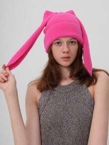 1件装兔子可爱长耳朵针织帽，蓬松可爱兔子钩针编织头巾，适合秋冬季保暖防寒，是送给滑雪、跑步、旅行、感恩节、圣诞节等冬季节日女性的理想礼物。 - 彩色 - 查看 2