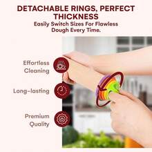 - Rodillo ajustable con anillos extrables - Rodillo de precisin para hornear y masa de galletas con anillos de medicin de grosor para masa perfectamente enrollada, multicolor, 16.9x 2.5x 2.5 pulgadas - 16,9'' x 2,5'' x 2,5'' - Ver 5