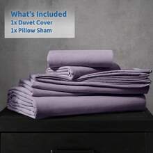Soft Prewashed California King Duvet Cover Set, 3 Piece, Zipper Closure, 104x98 Inches Duvet Cover And 2 Pillow Shams - No Comforter,  In 2025 - 灰紫色(無被子) - 查看 8