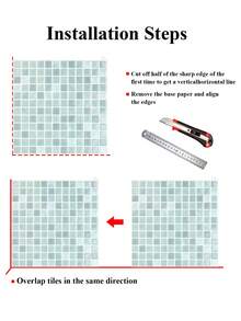 WoStick 10 Inch X 10 Inch Waterproof Textured Vinyl DIY Wallpaper, Self-Adhesive Backsplash Tile, Peel And Stick Mosaic Tile, For Home Decor - Sky Blue - View 9