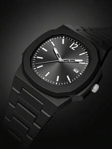 TOMI Matte Plastic Quartz Watch Set, Teen Boys Student Gift Box Wristwatch - Black - View 2