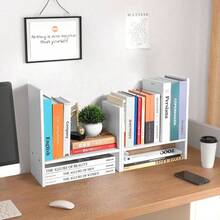 Desktop Shelf Organizer - Adjustable Wood Desktop Bookshelf, Table Top Shelves, Desk Book Organizer Office Supplies And Home Dcor White - ban đầu - Xem 5