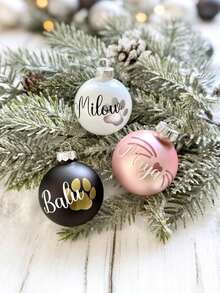 1 pièce Boule de Noël personnalisée, décoration de Noël personnalisable avec nom, boule de Noël, décoration de Noël personnalisée, boule de Noël avec nom de famille, boule de Noël personnalisée pour le Père Noël secret/décoration de sapin de Noël personnalisée avec nom/cadeau pour la famille ou les amis, couleur aléatoire - Multicolore - Voir 5