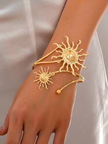 Un brazalete asimétrico exagerado y creativo para el sol, adecuado para el estilo callejero, fiestas y uso diario de las mujeres - Brazalete de girasol - Ver 14