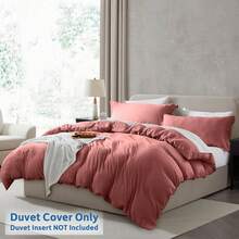 Soft Prewashed California King Duvet Cover Set, 3 Piece, Zipper Closure, 104x98 Inches Duvet Cover And 2 Pillow Shams - No Comforter,  In 2025 - Pink Clay (No Comforter) - View 2