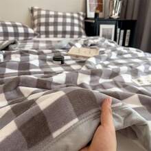 1 pătură de somn cu margini din catifea lapte, culoare uni, poate fi folosită ca aruncă sau cuvertură de pat, pătură lavabilă la mașină, pentru toate anotimpurile