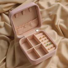 Portable Travel Jewelry Box Storage Bag Ring Necklace Pouch Good Gift - 粉色 - 查看 4