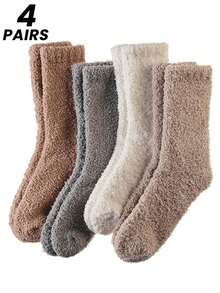 1/4pairs Coral Fleece Warm Thick Socks For Women, Cozy Home Wear, Maternity Socks