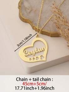 1PC Custom Heart-Shaped Name Necklace, Personalized Heart-Shaped Pendant Necklace, Exquisite Love Pendant, Custom Jewelry, Women's Necklace, Name Necklace, Gold Necklace And Silver Necklace, Hollow Heart Necklace, Personalized Gift, Halloween Jewelry, Birthday Gift/Valentine's Day/Christmas Gift For Wife And Girlfriend - Multicolor - View 8