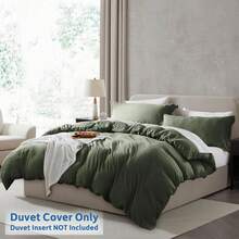 Soft Prewashed California King Duvet Cover Set, 3 Piece, Zipper Closure, 104x98 Inches Duvet Cover And 2 Pillow Shams - No Comforter,  In 2025 - 橄欖綠(無被子) - 查看 2