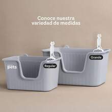 Arenero Inodoro para Gato Caja de con Pala, Paredes Altas Verde, - Gris + Regular - Ver 7