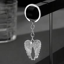 1 Fashion Angel Wing Keychain - Shiny Inlaid Design, Durable Metal Key Ring, Daily Use Gift For Men And Women Couples, Cute Metal Texture Pendant - 銀色 - 查看 5
