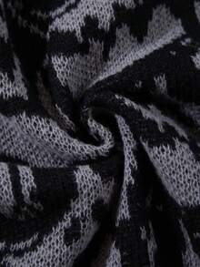 男士休闲宽松V领骷髅印花开衫，长袖，街头风，适合秋冬季穿着 - 灰色 - 查看 10