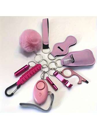 9 piezas Alarma de personal, silbato y llavero con ganzúa de emergencia - Kit de protección personal compacto, equipo preventivo portátil para coche/oficina/viaje, ideas de regalo de Navidad, bolsas de regalo, coche, maestro, amigo, hermana