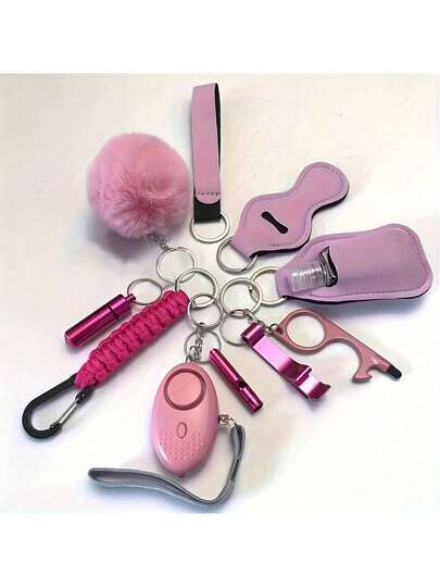 9pcs Personal Safety Alarm, Whistle & Emergency Lock Pick Keychain - Compact Personal Protection Kit, Portable Preventive Gear For Car/Office/Travel Christmas Gift Bag Charms Car Teacher Friend Sister Gift Ideas